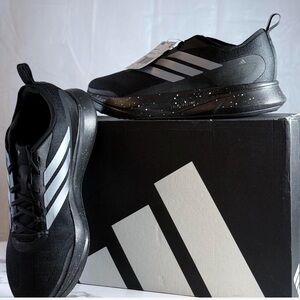 Adidas Men's Black Running Shoes with Silver Stripes